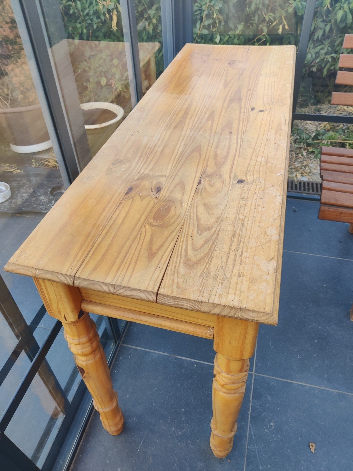 landelijke houten muurtafel, Ophalen, Grenenhout