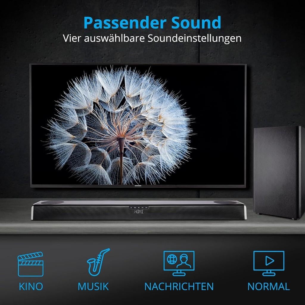 barre son et caisson de basse medion MD 43388 comme neufs, Enlèvement, Bluetooth, Comme neuf