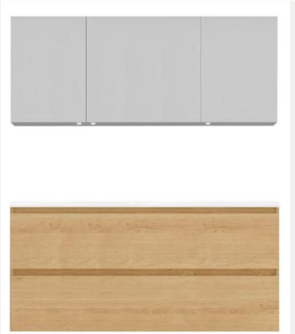 nieuw badkamermeubel + spiegelkast 140cm + mengkranen, Ophalen of Verzenden, Nieuw, Overige typen