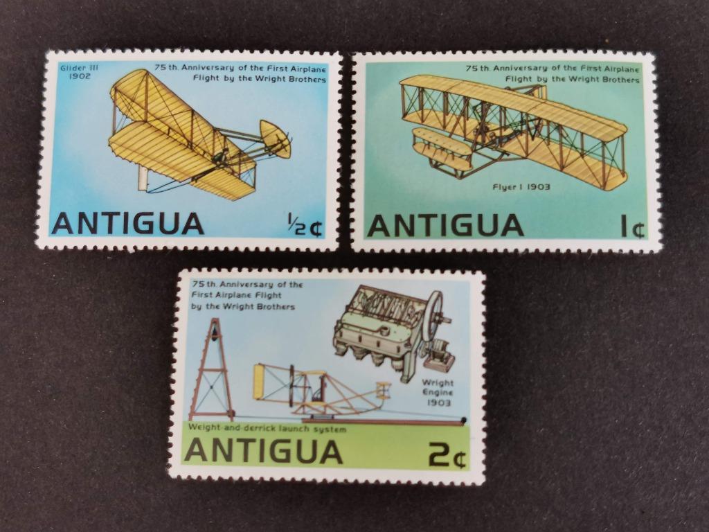 Antigua 1978 - vieux avions - biplan - Wright **, Enlèvement ou Envoi, Non oblitéré, Amérique du Nord