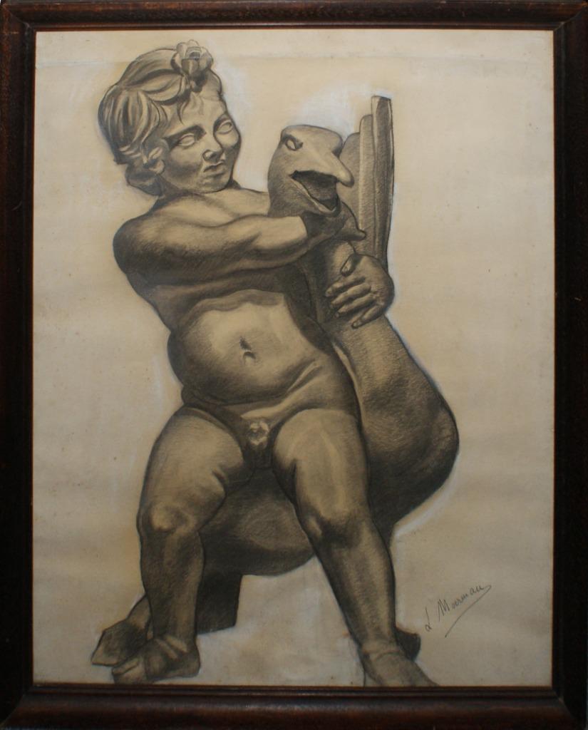 L. Moerman: Kind met gans (61 x 75 cm), Enlèvement