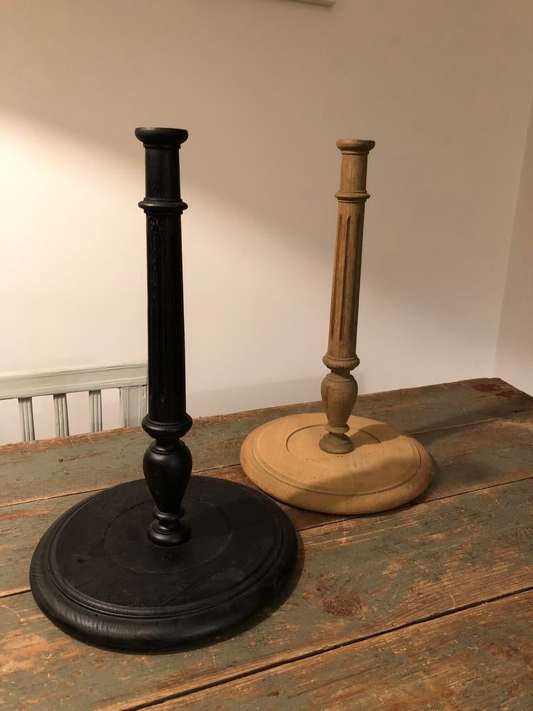 ANTIEKE LAMPENVOETEN GECANNELEERD HOUT LAMP, Ophalen of Verzenden