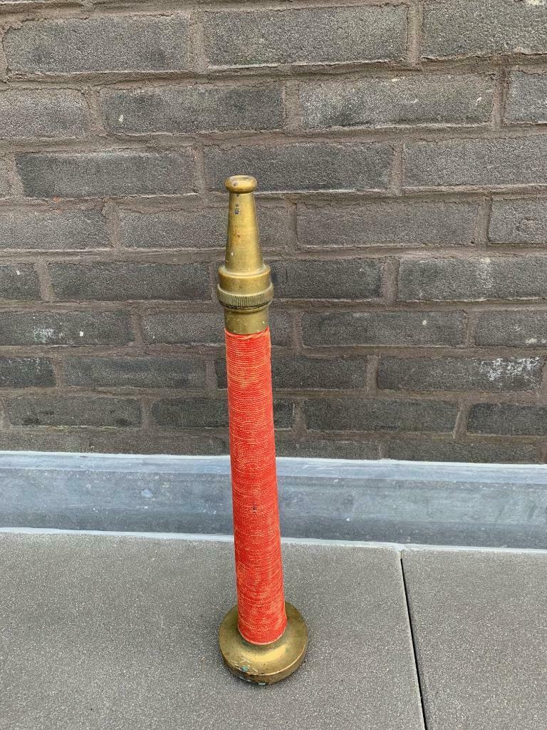 Oude koperen brandweerlans - rode koord, Antiek en Kunst, Ophalen