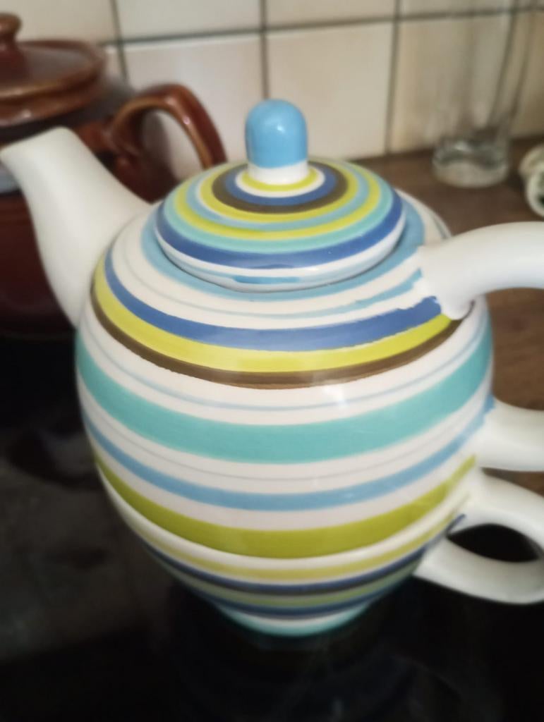 Vintage theepot, samen met tas, nooit gebruikt, Huis en Inrichting, Ophalen of Verzenden, Nieuw