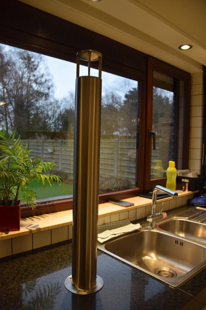 Verlichting: sokkellampen in RVS; 80cm en 40cm hoog, Inox, Minder dan 50 watt, Ophalen of Verzenden, Netvoeding