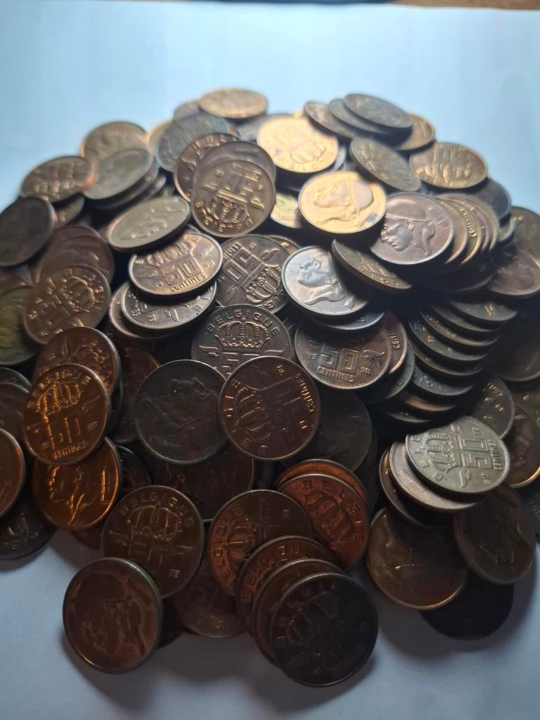 850 pieces de 50 centimes de franc belge. Type mineur., Timbres & Monnaies, Enlèvement