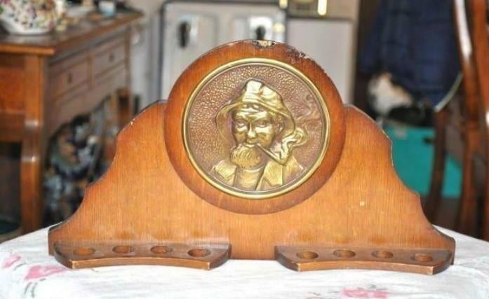 Porte pipe bois et cuivre le pecheur, Enlèvement ou Envoi