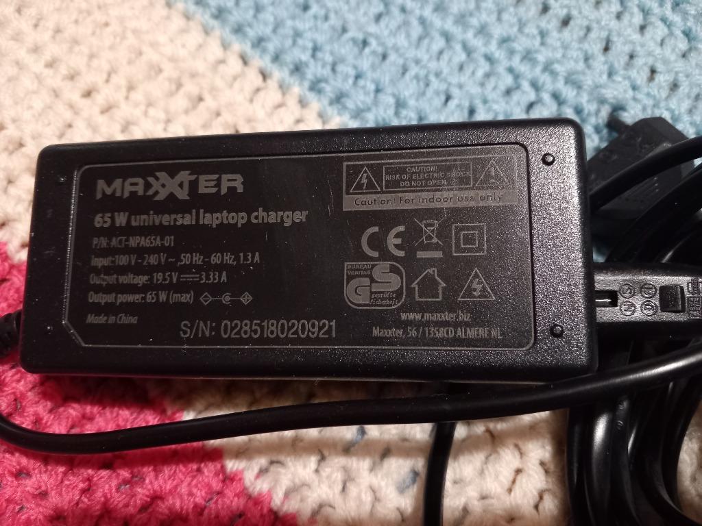 Chargeur / adaptateur pour ordinateur portable Maxxter 65 W, Enlèvement, Comme neuf, Maxxter