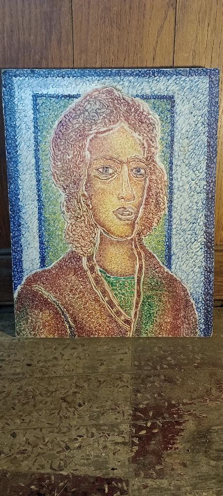 Peinture portrait signée Serge Montegnies, 32x42, n549, Enlèvement ou Envoi