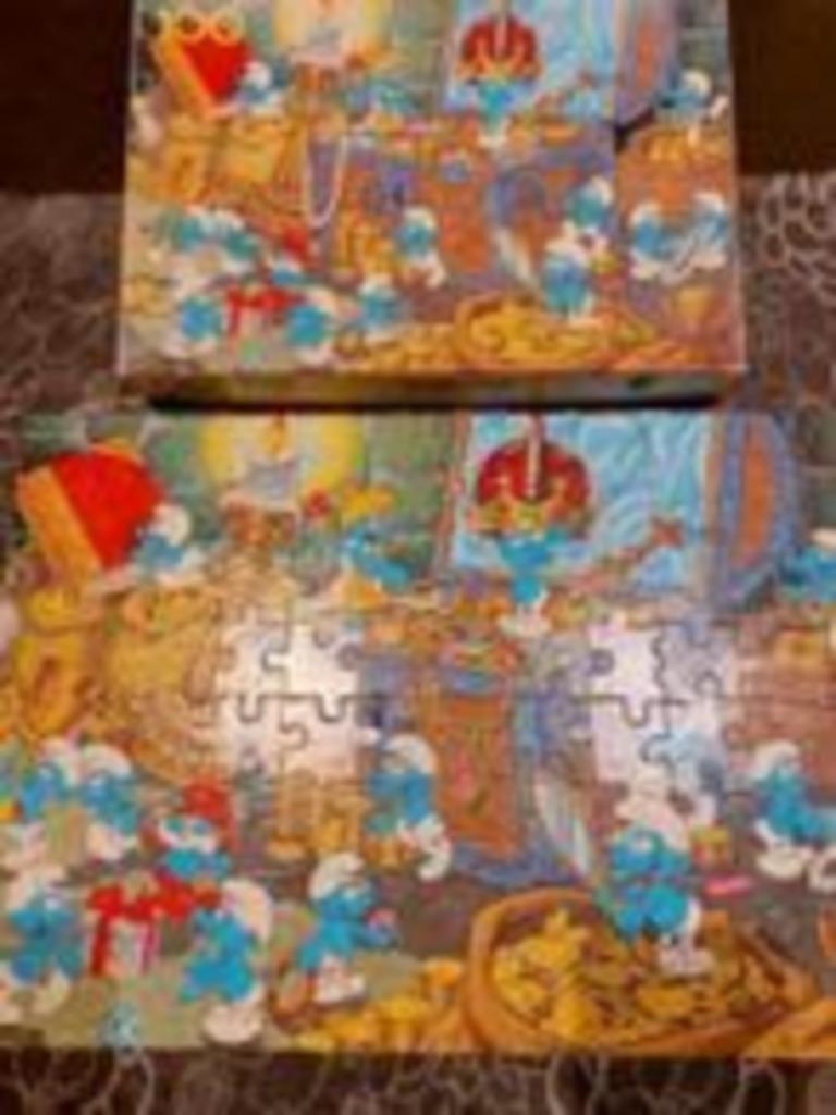 Puffi puzzel smurfen VINTAGE* Uitgave 1982*100 stuks*, Ophalen of Verzenden, Meer dan 50 stukjes