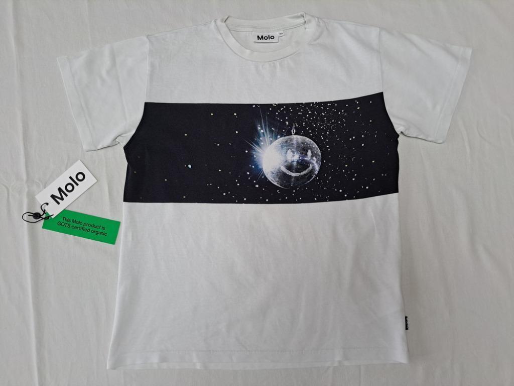Molo witte t-shirt met lachende discobal maat 164, Garçon, Enlèvement ou Envoi, Molo, Chemise ou À manches longues