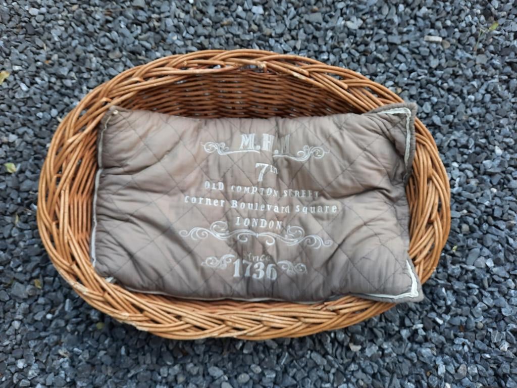 Panier en osier avec coussin, Animaux & Accessoires, Enlèvement, Utilisé