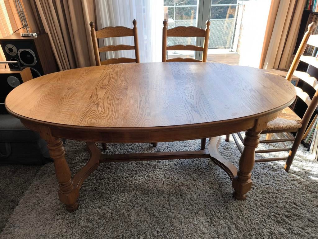 Table ovale vintage chêne massif/différents autres, Enlèvement