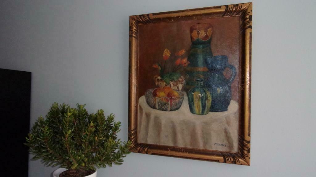 Schilderij Vermote, Antiek en Kunst, Ophalen of Verzenden, Olieverf, Stilleven, Doek