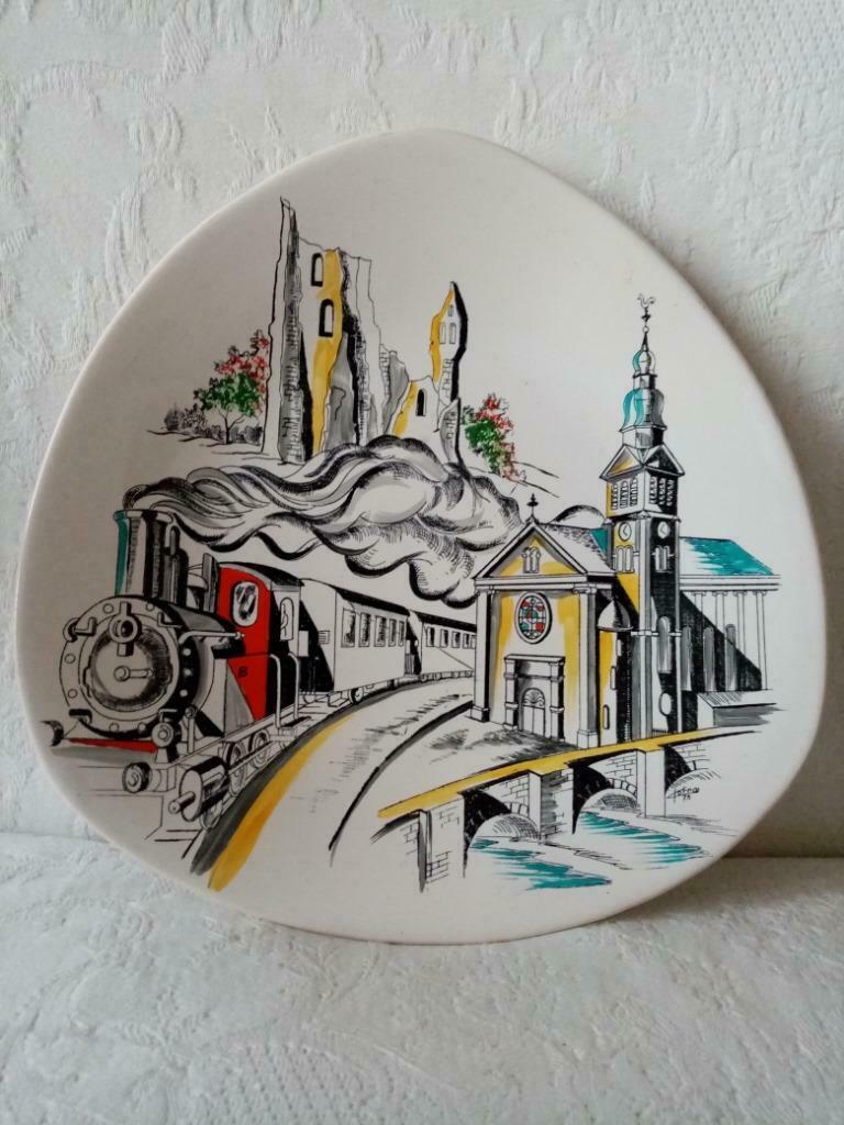 Assiette céramique Longwy France 60s(28cm), Enlèvement ou Envoi