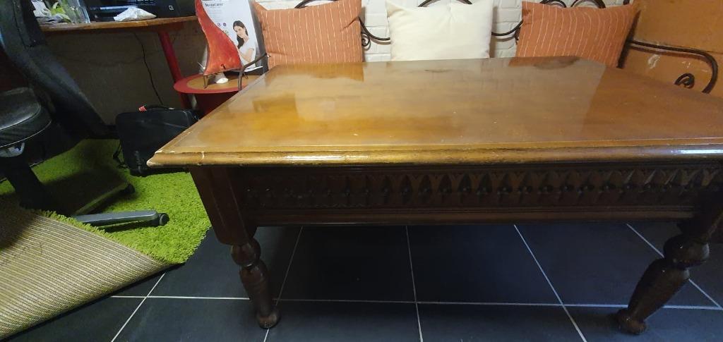 Table de salon marocain oriental, Teck, 100 à 150 cm, Enlèvement, 50 à 100 cm