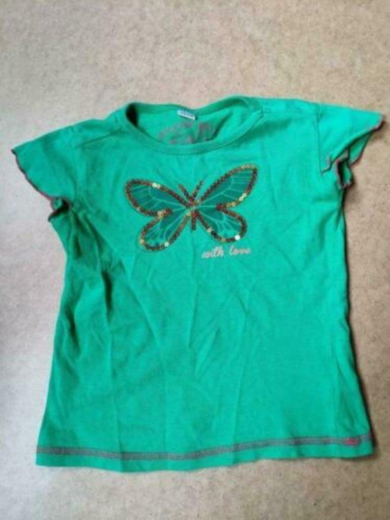 Mooie meisjes T-shirt met vlinder - bling bling - mt 110/116, Ophalen of Verzenden, Gebruikt, Meisje