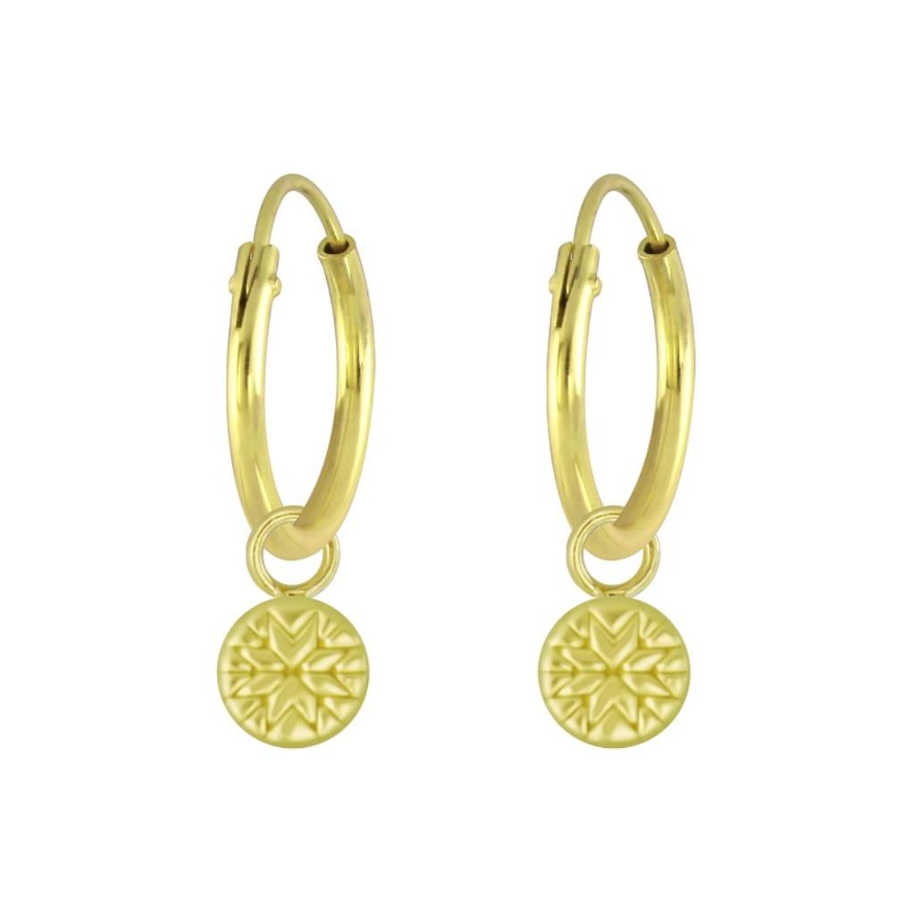 Créoles en argent plaqué or 14 carats avec breloque - OP=OP , Bijoux, Sacs & Beauté, Boucles d'oreilles, Enlèvement ou Envoi, Neuf
