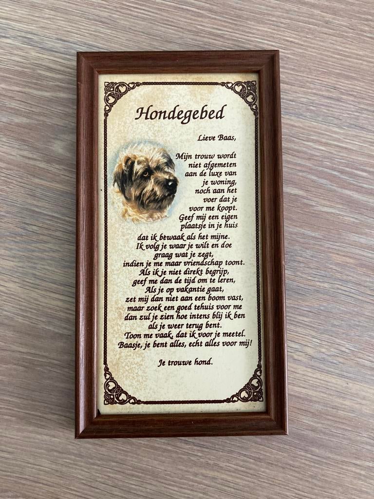 Honden gebed - prachtige vintage plaatje met hondengebed, Dieren en Toebehoren, Ophalen of Verzenden, Zo goed als nieuw