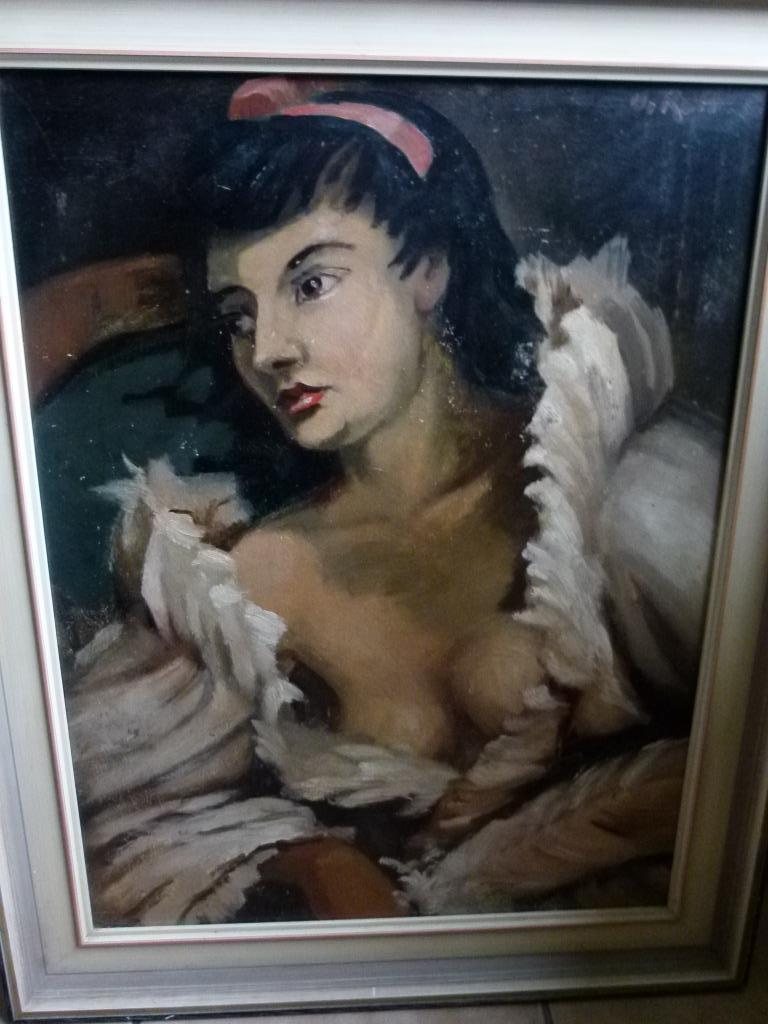 vintage schilderij ``Zuiderse Dame`` op paneel, Ophalen, Huis en Inrichting