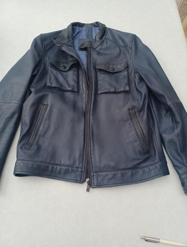 Lederen vest heren M, Ophalen of Verzenden, Zo goed als nieuw, Maat 48/50 (M), Blauw