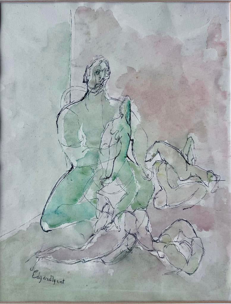 Edgard Tytgat - Aquarel met figuren, Antiek en Kunst, Verzenden