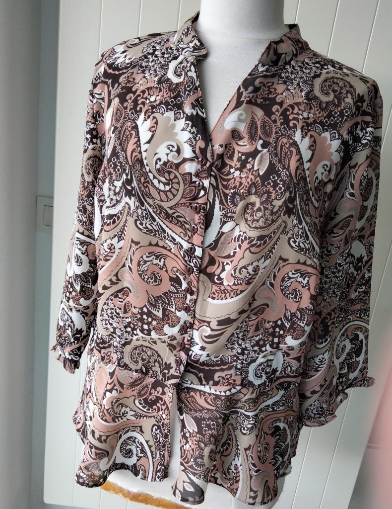 „DAMART” Zeer mooie blouse Maat:L, Bruin, Maat 42/44 (L), Ophalen of Verzenden, Zo goed als nieuw