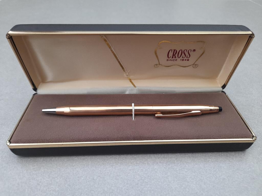 Cross balpen 14 kt rolled gold 1502 certificaat, Verzamelen, Pennenverzamelingen, Balpen, Cross, Met doosje, Ophalen of Verzenden