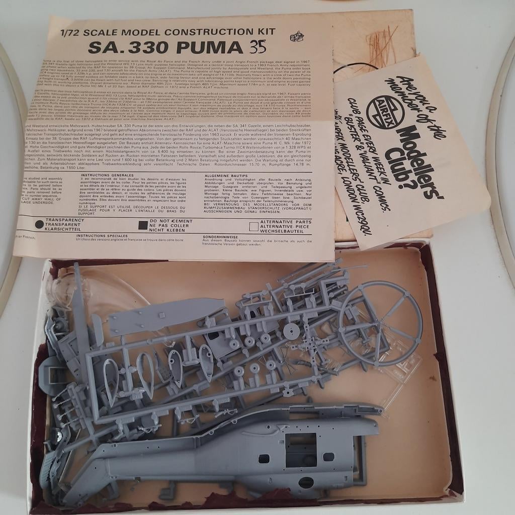 Kit AIRFIX 1/72 pour HELI PUMA SA.330 *VINTAGE*COMPLET*, Autres marques, Comme neuf, Enlèvement, 1:72 à 1:144