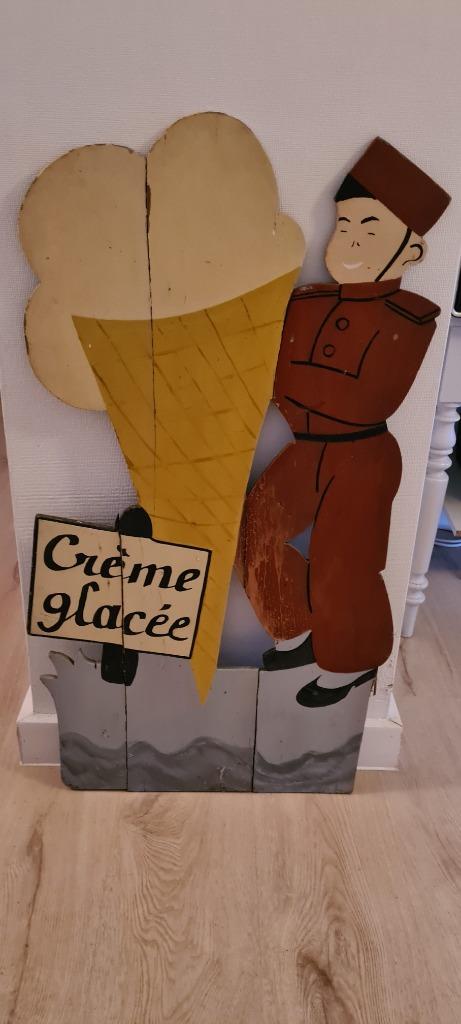 antiek stoepbord creme glacee /panneau de trottoir antique c, Enlèvement