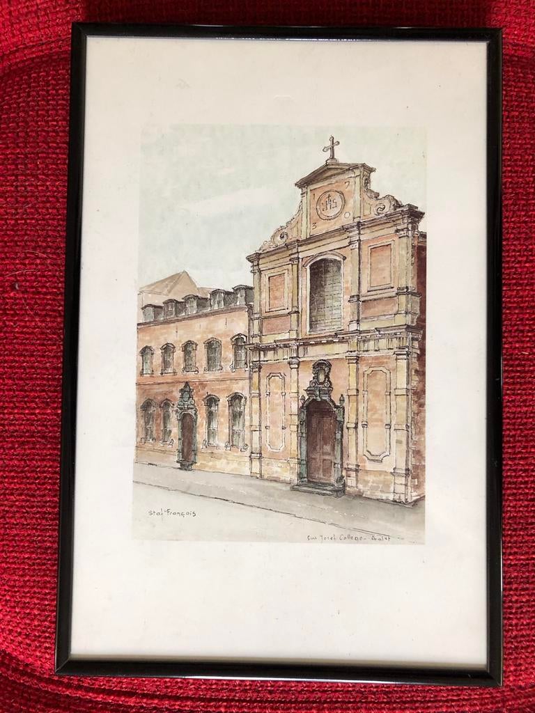 Kader kunst Aquarel Aalst Sint Jozef College Staf François, Antiek en Kunst, Ophalen of Verzenden