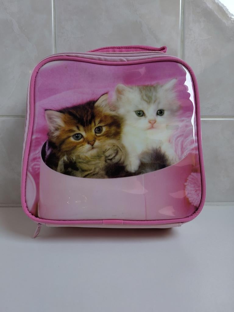 Draagtas met foto 2 kittens, roze,22 cm, Ophalen of Verzenden, Zo goed als nieuw, Roze