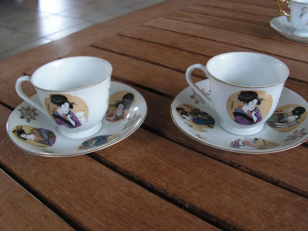 2 antieke Chinese kopjes + schoteltje., Antiek en Kunst, Ophalen of Verzenden