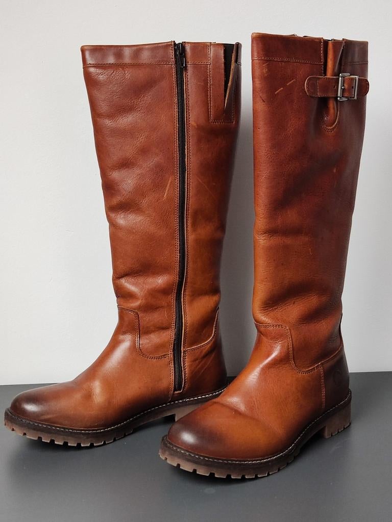 Bottes hautes - cuir véritable - Travelin - couleur Cognac -, Enlèvement, Comme neuf, Bottes hautes