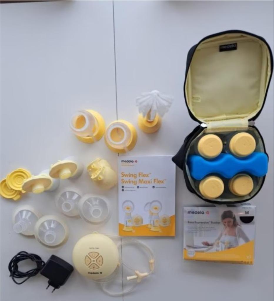 Medela dubbele borstkolf (SWING MAXIFLEX) + toebehoren, Ophalen, Zo goed als nieuw, Borstkolf