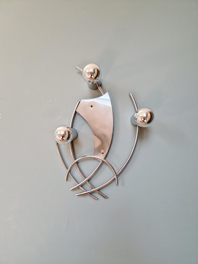 Grande applique murale en métal chromé, années 70, Enlèvement ou Envoi