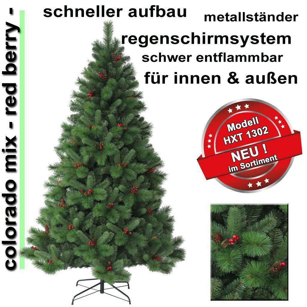 Exclusieve Umbrella Kerstboom Met Rode Bessen 240cm 1750 Tip, Ophalen of Verzenden, Nieuw
