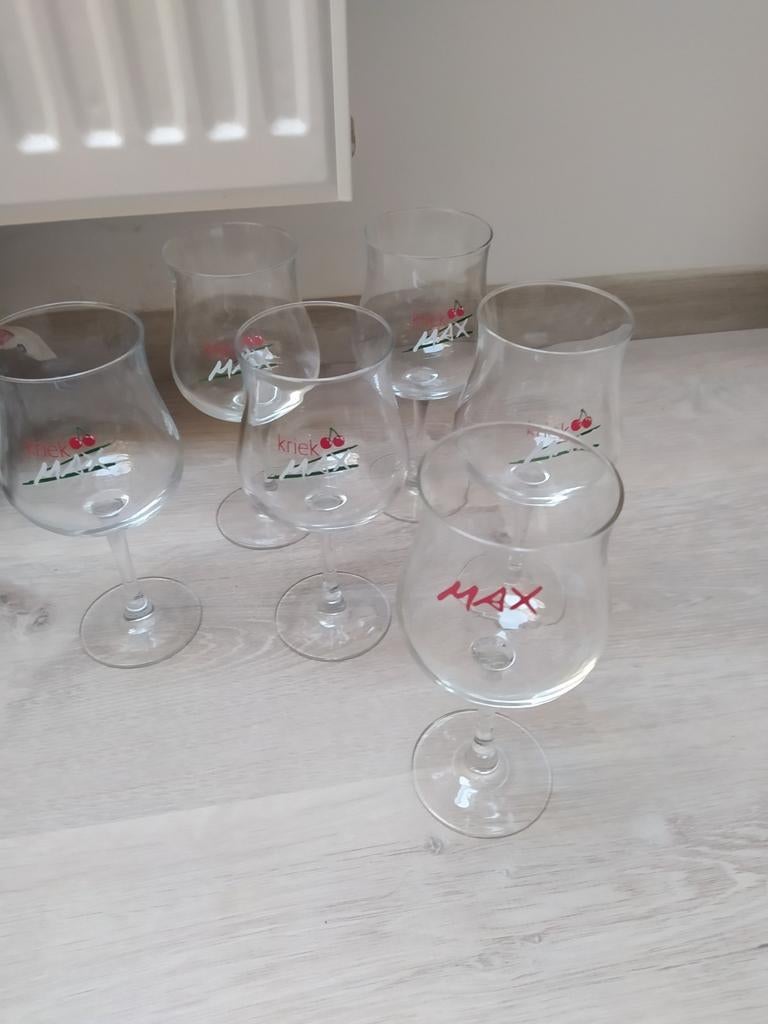 6 glazen van Kriek Max, Verzamelen, Ophalen of Verzenden, Zo goed als nieuw
