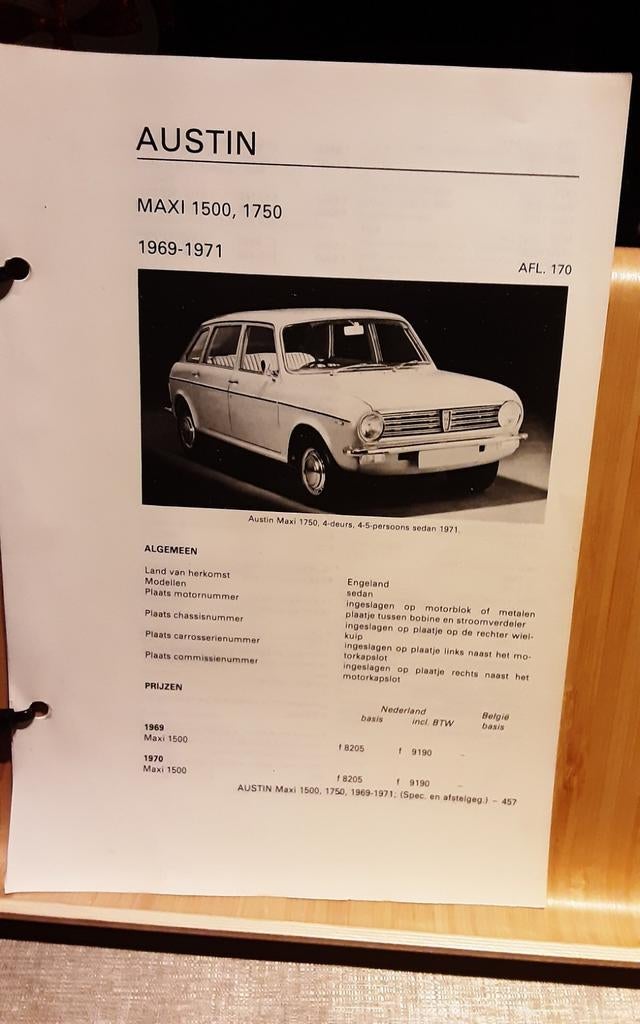 Austin maxi 1500 1750 technische fiche, Ophalen of Verzenden, Zo goed als nieuw