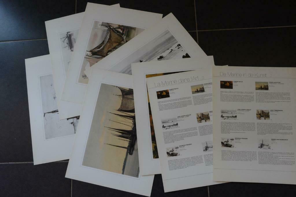 9 reproducties "De Marine in de kunst"., Ophalen of Verzenden