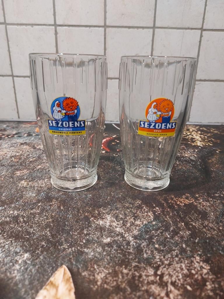 Sezoens ribbel glazen, Ophalen of Verzenden, Zo goed als nieuw, Bierglas