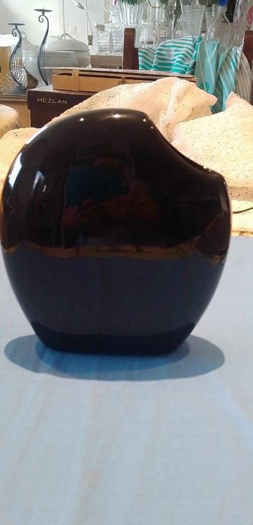 vase en céramique noire brillante, hauteur 18 cm, Enlèvement ou Envoi, Comme neuf, Noir