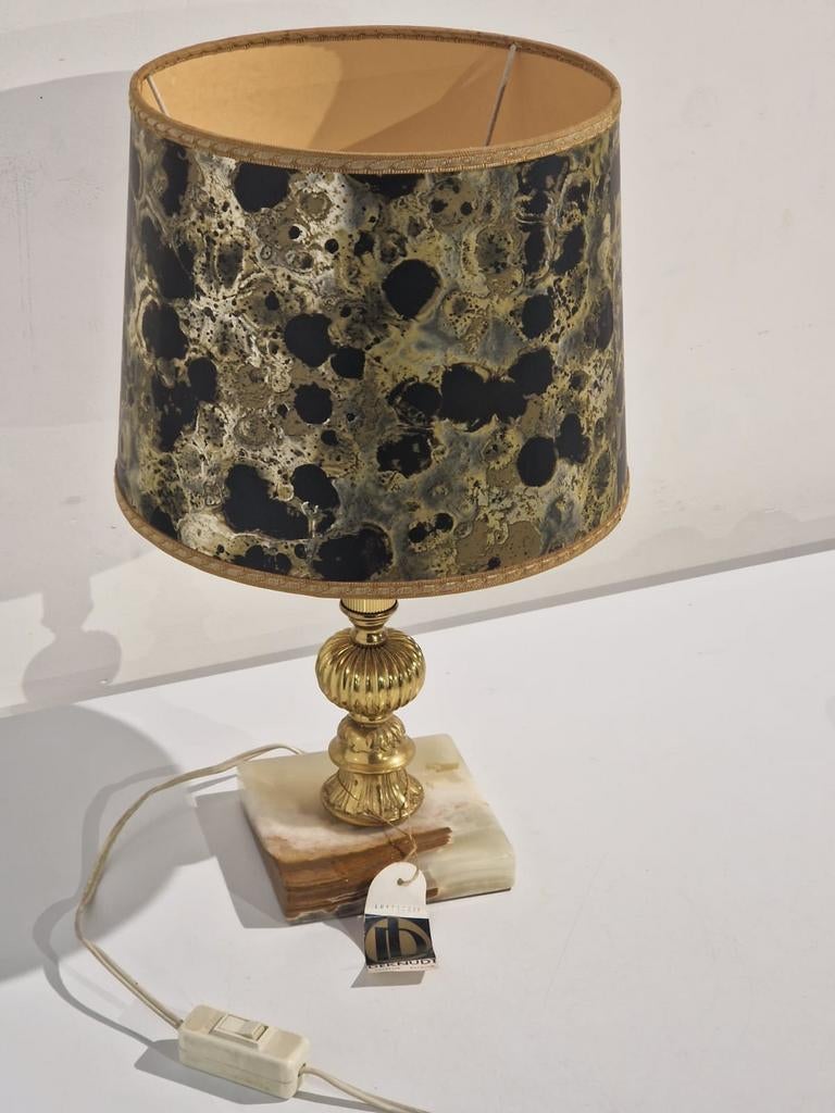 Deknudt tafellamp,  old new stock , met wolkenkap en marmer, Ophalen of Verzenden