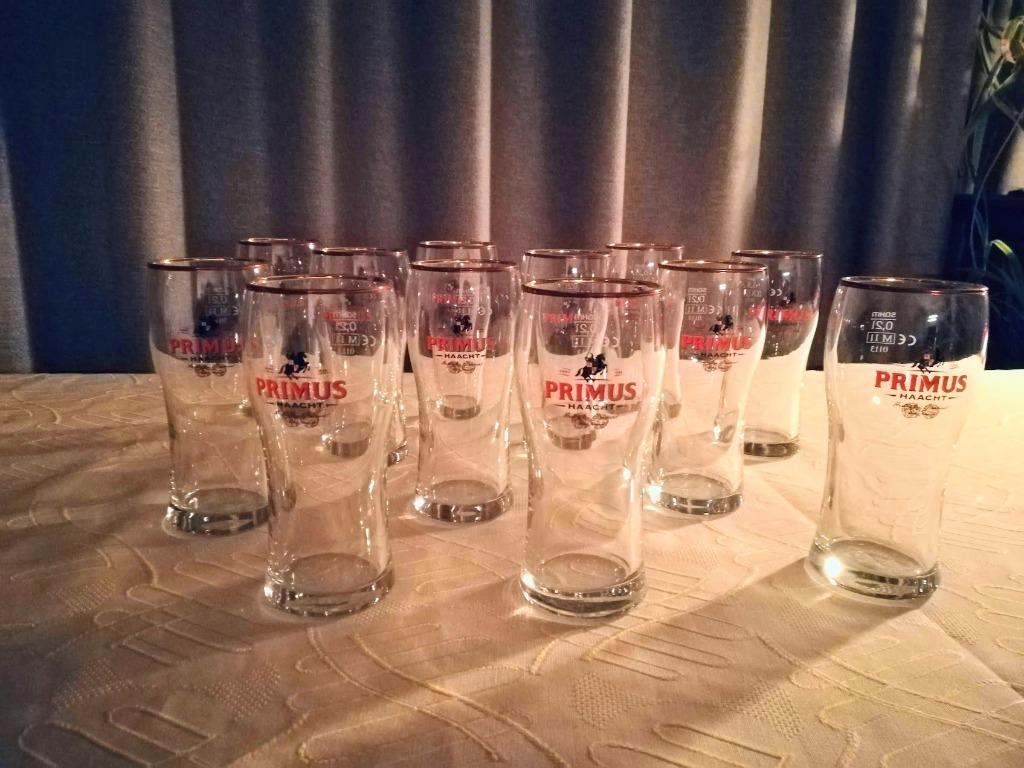 12 bierglazen Primus Haacht, Ophalen of Verzenden, Nieuw, Glas of Glazen, Overige merken