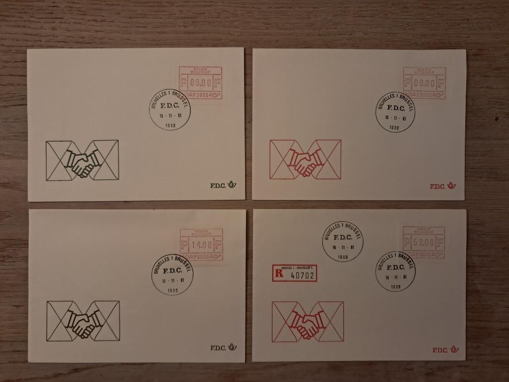 Automaatzegels, ATM 5, FDC reeks Brussel, 16/11/1981, Met envelop, Ophalen of Verzenden, Gestempeld, 1e dag stempel