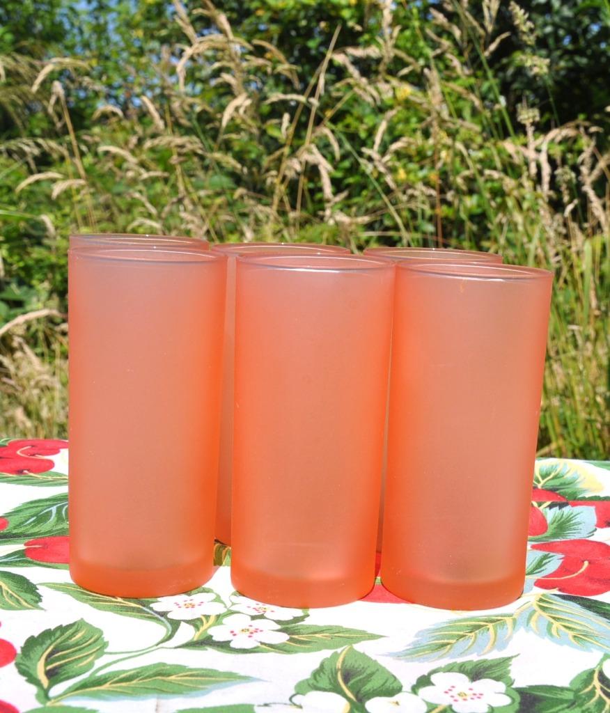 6 verres a limonade en verre couleur saumon, Enlèvement ou Envoi, Comme neuf, Verre, Verre ou Verres