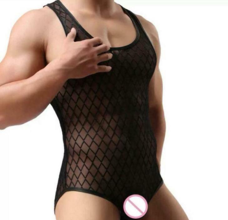 Zwart geruite mesh body maat L, Verzenden, Nieuw