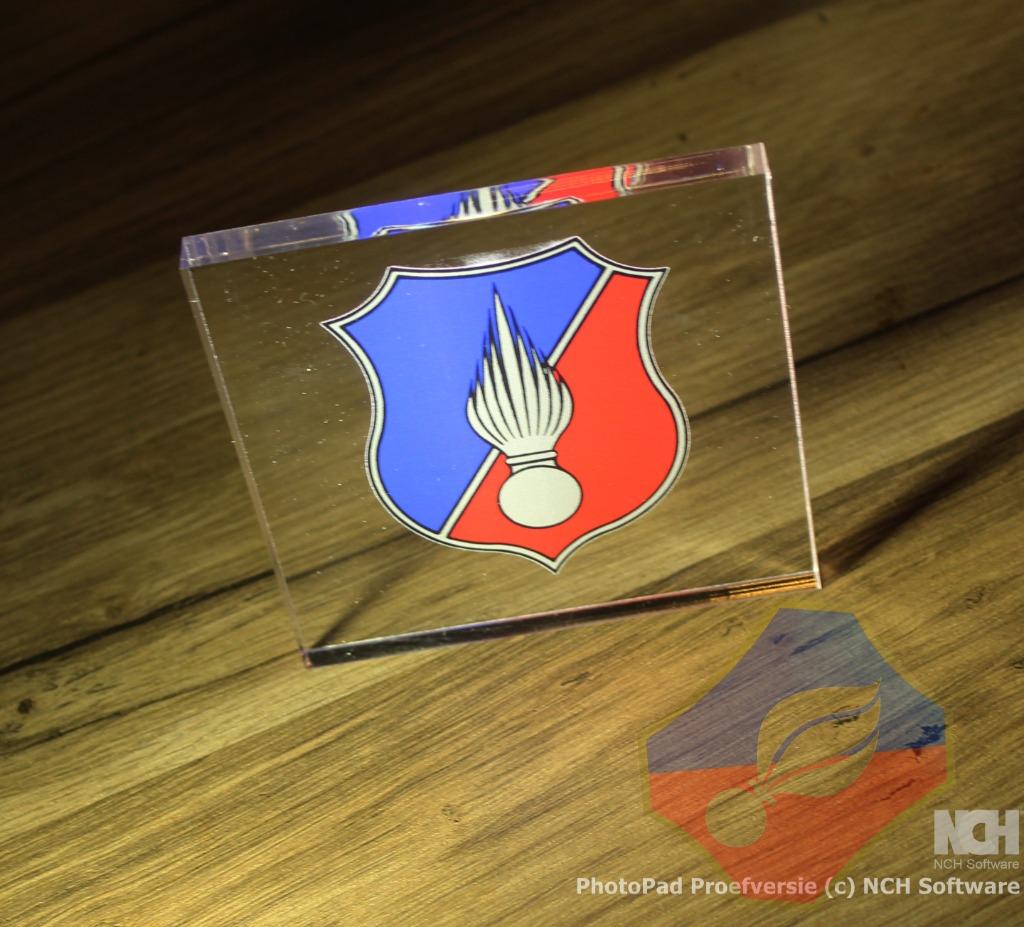 RIJKSWACHT 4 X LUXE PLEXI LOGO DISPLAY'S 10x10x1, Verzamelen, Verzenden, Rijkswacht, Embleem of Badge