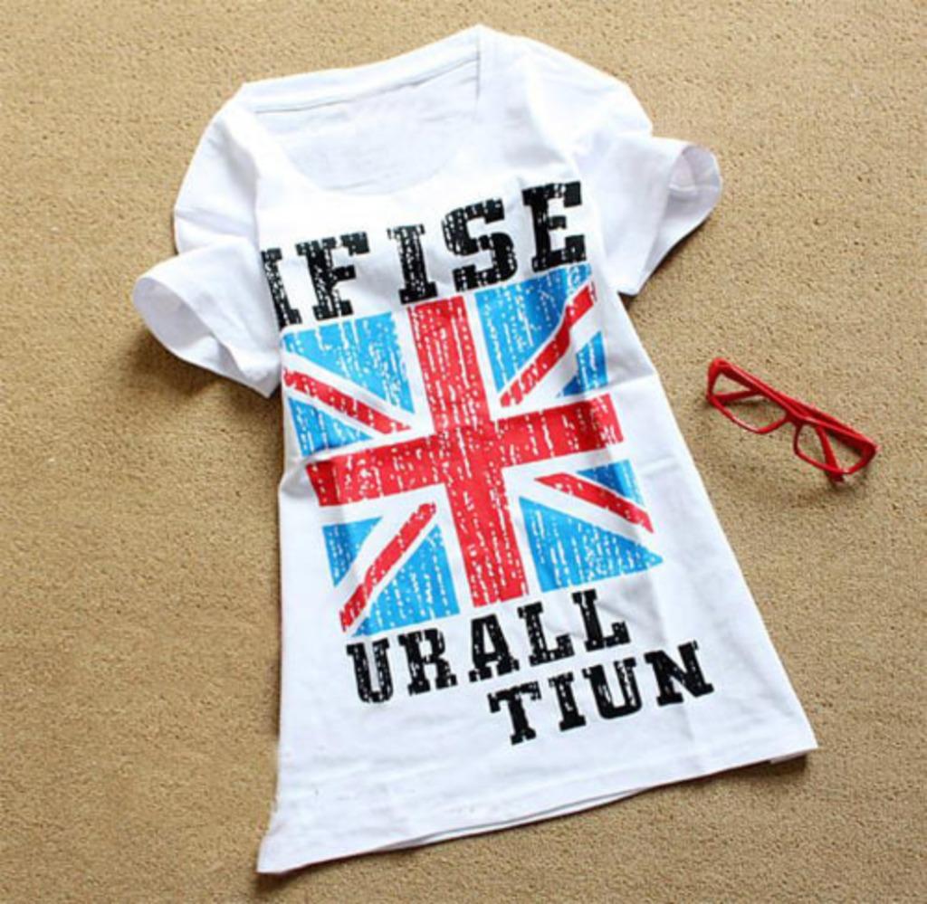 nieuw shirt met engelse vlag print, Verzenden, Wit, Nieuw, Korte mouw