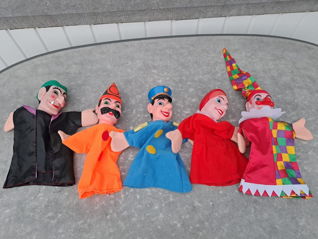 5 retro poppenkast figuren in perfecte staat, Ophalen of Verzenden, Zo goed als nieuw